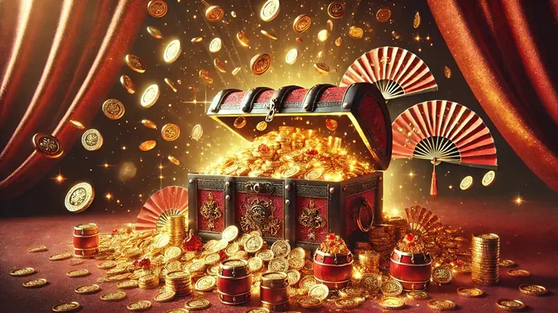 Detail gulungan dan simbol bonus pada permainan slot HUJANTOTO